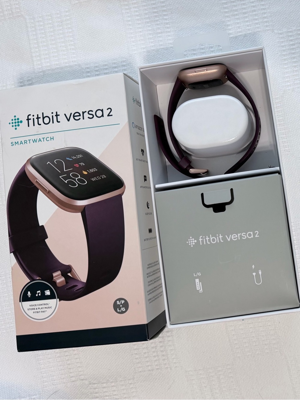 fitbit Versa 2 Smartwatch - Deep Purple with Rose Gold Case - Picture 2 of 16